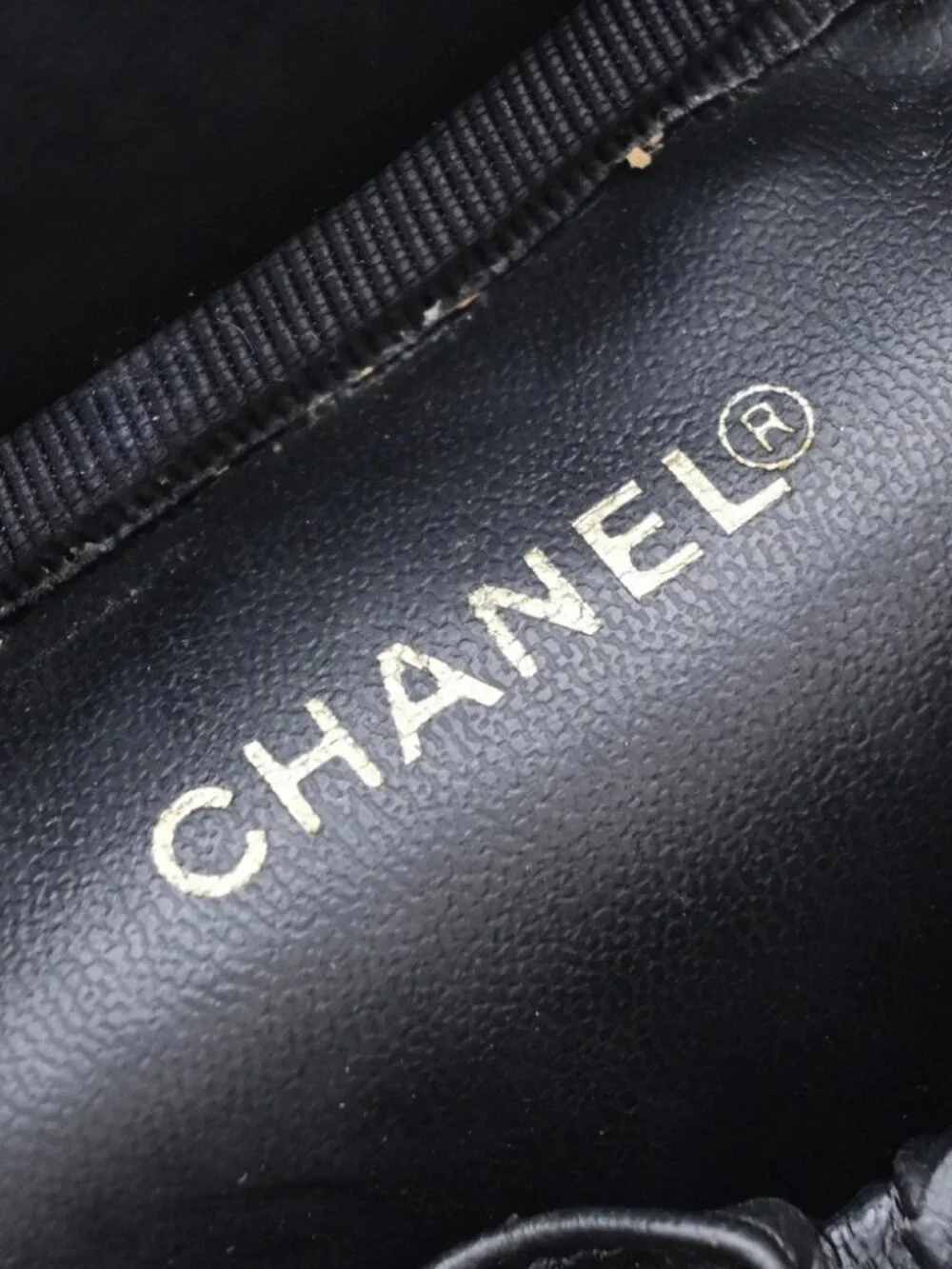 CHANEL Vanity Cosmetic Hand Bag Grained Calfskin Leather Black Vintage